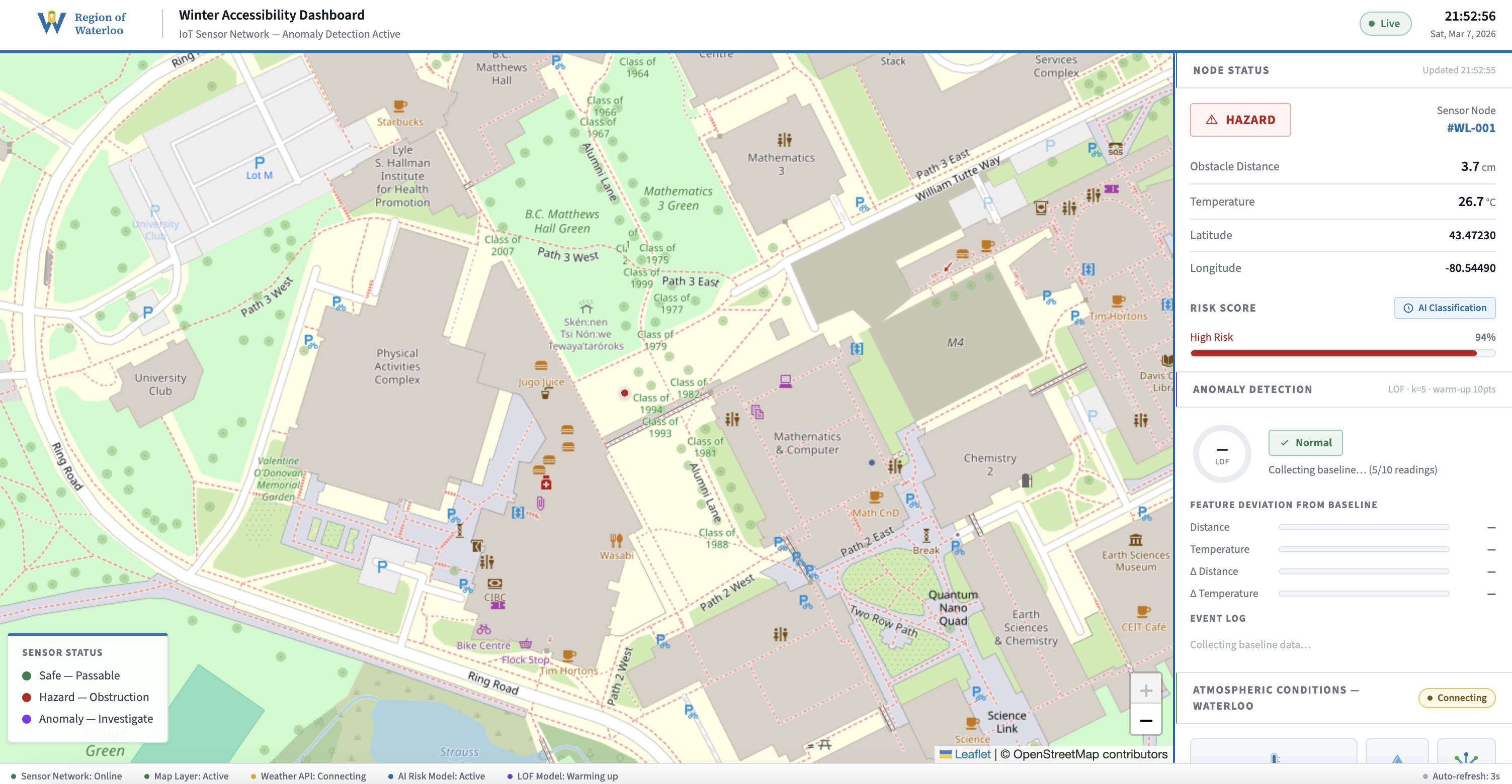 SnowSense IoT Network – Sidewalk Hazard Detection